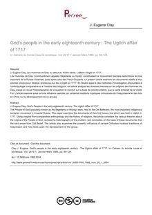 God s people in the early eighteenth century : The Uglich affair of 1717 - article ; n°1 ; vol.26, pg 69-124