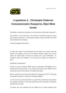 4 questions à... Christophe Chabrost Concessionnaire Husqvarna, Dijon Moto Center