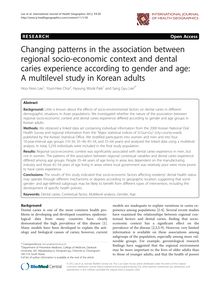 Changing patterns in the association between regional socio-economic context and dental caries experience according to gender and age: A multilevel study in Korean adults