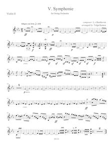 Partition violons II, Symphony No.5, Op.67, C minor, Beethoven, Ludwig van