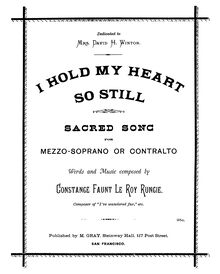 Partition complète, I Hold My Heart So Still, Sacred Song, Runcie, Constance Owen Faunt Le Roy