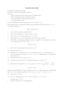 Sujet : Algèbre linéaire, Equation matricielle