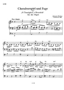 Partition complète (filter), choral Prelude et Fugue on  O Traurigkeit, o Herzeleid 