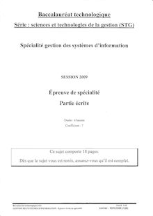 Bac gestion des systemes d information 2009 stggsi