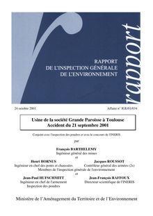 Usine de la société Grande Paroisse à Toulouse : accident du 21 septembre 2001