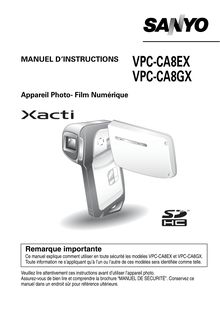 Notice Camescope numérique Sanyo  VPC-CA8GX