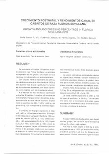 Crecimiento postnatal y rendimientos canal en cabritos de raza Florida Sevillana (growth and and dressing percentage in Florida Sevillana kids)