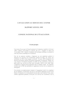 L Evaluation au service de l avenir : rapport annuel 1999