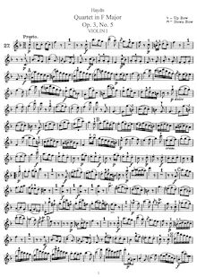 Partition parties complètes, corde quatuors, Op.3, Haydn, Joseph