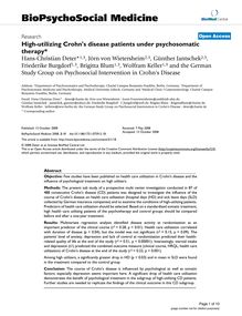 High-utilizing Crohn s disease patients under psychosomatic therapy*