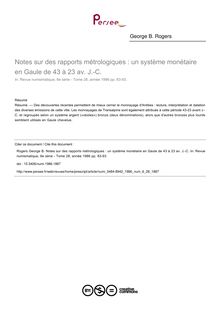 Notes sur des rapports métrologiques : un système monétaire en Gaule de 43 à 23 av. J.-C.  - article ; n°28 ; vol.6, pg 83-93