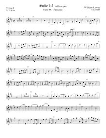 Partition viole de gambe aigue 2,  No.6 pour 3 violes de gambe et orgue par William Lawes