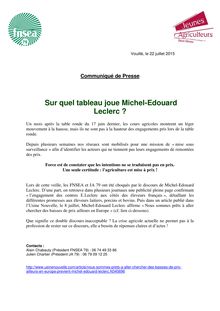 "Sur quel tableau joue Michel-Edouard Leclerc ?" : communiqué de presse de la FNSEA 79 et les JA