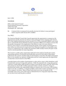 PBGC penalty structure comment letter