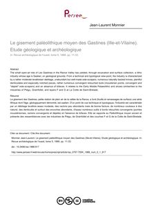Le gisement paléolithique moyen des Gastines (Ille-et-Vilaine). Etude géologique et archéologique - article ; n°1 ; vol.5, pg 11-33