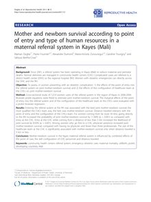 Mother and newborn survival according to point of entry and type of human resources in a maternal referral system in Kayes (Mali)