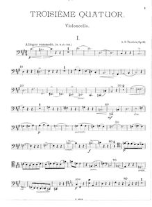 Partition violoncelle, corde quatuor No.3, Op.30, A major, Taneyev, Aleksandr
