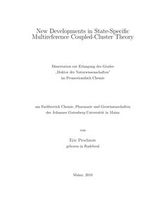 New developments in state-specific multireference coupled-cluster theory [Elektronische Ressource] / von Eric Prochnow