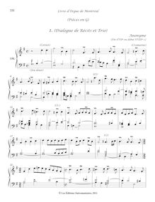 Partition 150-15, Pièces en G: , (Dialogue de Récits et Trio) - , Prélude en G # - , Duo - , Récit -, Livre d orgue de Montréal