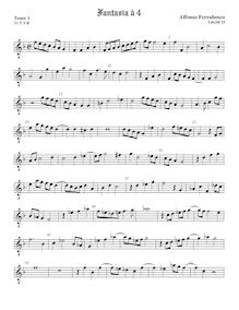 Partition ténor viole de gambe 1, octave aigu clef, fantaisies pour 4 violes de gambe