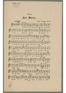 Partition ténors, Ave Maria, Op.162, F major, Lachner, Franz Paul