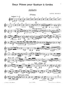 Partition violon 2, 2 Pièces pour quatuor à cordes, F major; D minor
