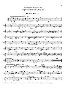 Partition Cornet 1, 2 (A), italien Capriccio, Op.45, Итальяанское каприччио (Italyanskoe kaprichchio), Capriccio Italien