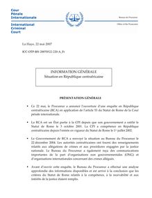 Information générale situation en république centrafricaine