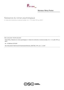 Naissance du roman psychologique - article ; n°4 ; vol.1, pg 66-81
