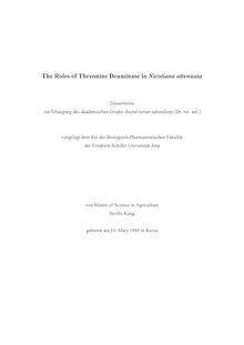The roles of threonine deaminase in Nicotiana attenuata [Elektronische Ressource] / von Jin-Ho Kang