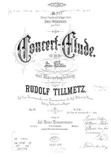 Partition flûte et partition de piano, Concert-Etude, Op.22, Tillmetz, Rudolf