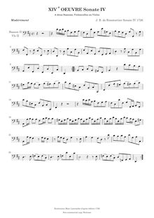 Partition basson ou violoncelle 2, 6 sonates pour 2 bassons, violoncelles ou violes de gambe, Op.14 par Joseph Bodin de Boismortier