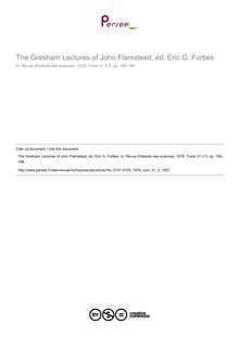 The Gresham Lectures of John Flamsteed, éd. Eric G. Forbes  ; n°2 ; vol.31, pg 185-186