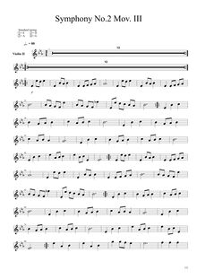 Partition violons II, Symphony No.2 en E-flat major, E♭ major, Chase, Alex par Alex Chase