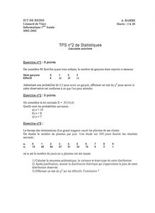 Statistiques - 1ère Année 2003 Informatique IUT Reims