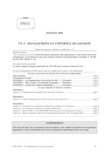 Management et contrôle de gestion 2009 Diplôme Supérieur de Comptabilité et de Gestion