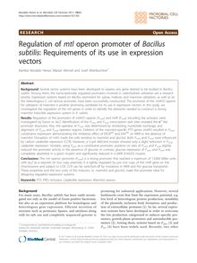 Regulation of mtloperon promoter of Bacillus subtilis: requirements of its use in expression vectors