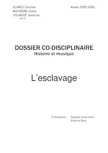 l esclavage - Dossier co-disciplinaire