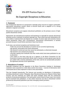 IPA-EPF : On Copyright Exceptions in Education