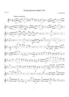 Partition violon 1, corde quatuor, Op.61 No.2, E♭ major, Ellerton, John Lodge
