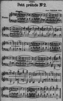 Partition Prelude No. 2, Petit prélude No.2, Cui, César