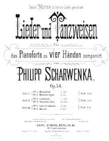 Partition Heft 3, chansons und Tanzweisen pour Piano 4-mains, Op.54