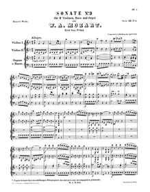 Partition complète, église Sonata, F major, Mozart, Wolfgang Amadeus