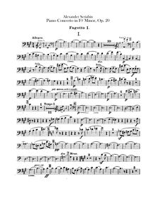 Partition basson 1, 2, Piano Concerto, F-sharp minor, Scriabin, Aleksandr
