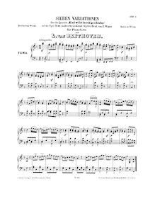 Partition complète, 7 Variations on  Kind, willst du ruhig schlafen  from pour opéra  Das unterbrocene Opferfest  by Peter Winter WoO 75
