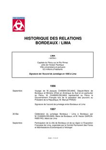 HISTORIQUE DES RELATIONS BORDEAUX / LIMA