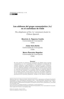Los alófonos del grupo consonántico /tr/ en el castellano de Chile (The allophones of the /tr/ consonant cluster in Chilean Spanish)