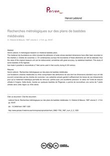 Recherches métrologiques sur des plans de bastides médiévales - article ; n°3 ; vol.2, pg 55-87