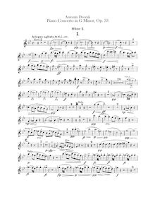 Partition hautbois 1, 2, Piano Concerto, G minor, Dvořák, Antonín