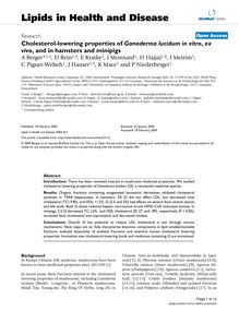 Cholesterol-lowering properties of Ganoderma lucidum in vitro, ex vivo, and in hamsters and minipigs